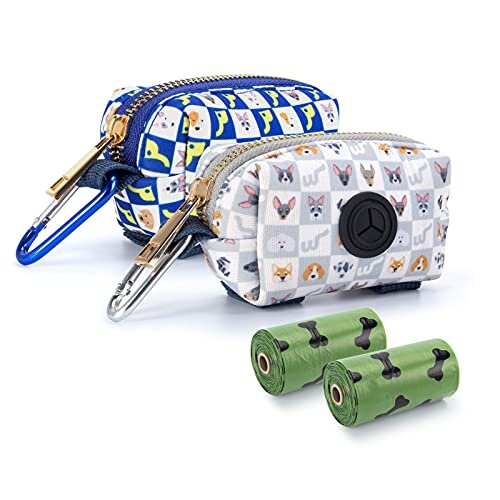 Petotw Dog Poop Bag Dispenser Dog Poop Bag Holder Attaches to Dog Leash ,Dog Waste Bag Dispenser Portable with Carabiners Clip, 2 Free Roll